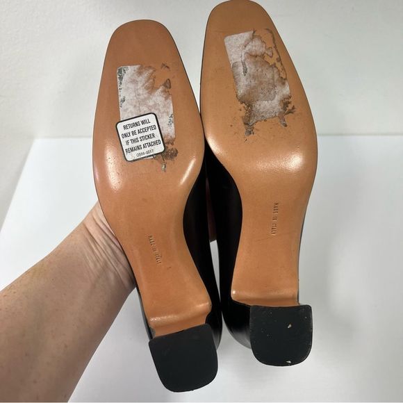 Salvatore Ferragamo Black Leather Chunky Heels 6 AAAA Patent - Picture 7 of 7